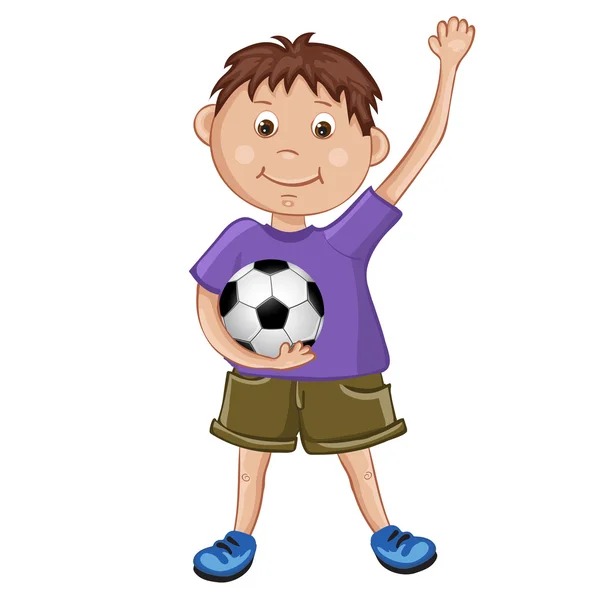 Cute boy playing soccer — Stock Vector