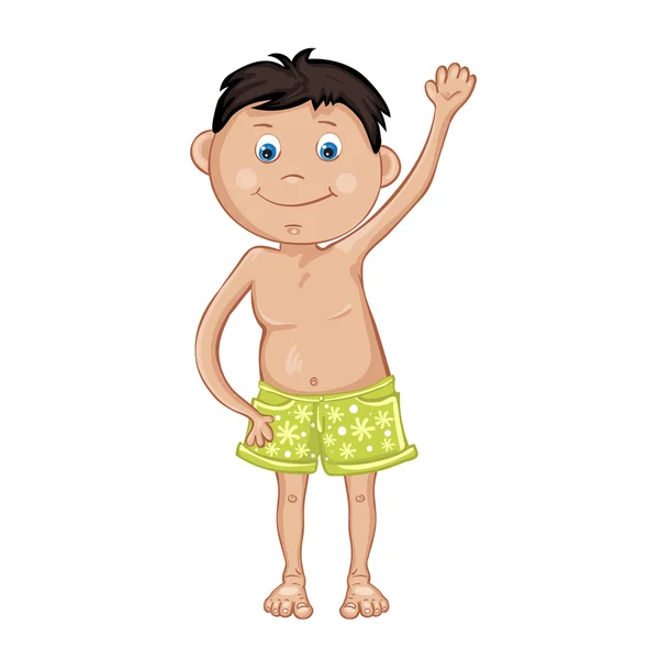 Lindo niño con traje de baño — Vector de stock
