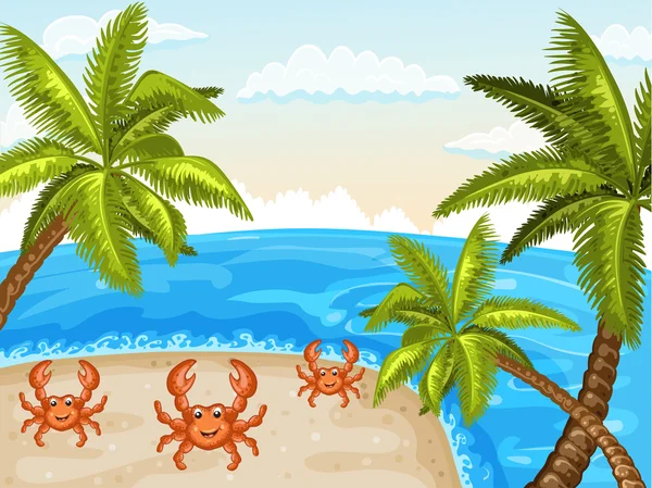 Illustration von Krabben am Strand — Stockvektor