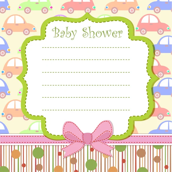 Baby shower uitnodiging met auto 's — Stockvector