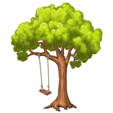 Park ağaç üzerine salıncak.