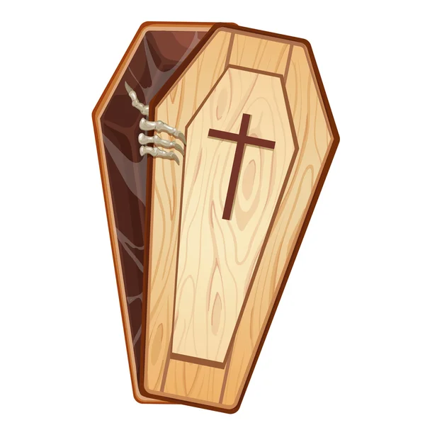 Иллюстрация мёртвого человека, открывающего гроб . — стоковый вектор