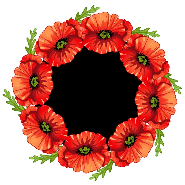 Poppies flower frame — Stock Vector