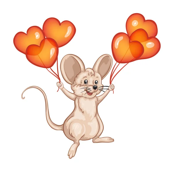 Χαριτωμένο ποντίκι με μπαλόνια — Διανυσματικό Αρχείο