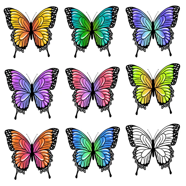 Set of  butterflies — Stock Vector