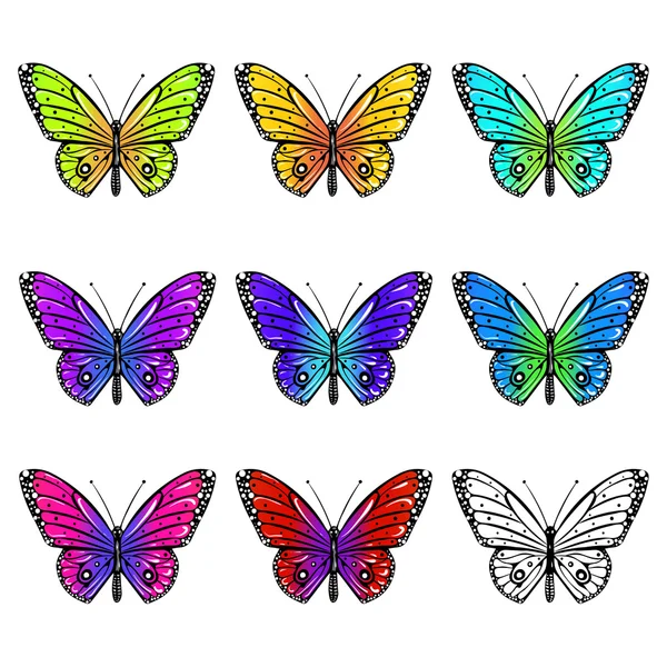 Set of  butterflies — Stock Vector