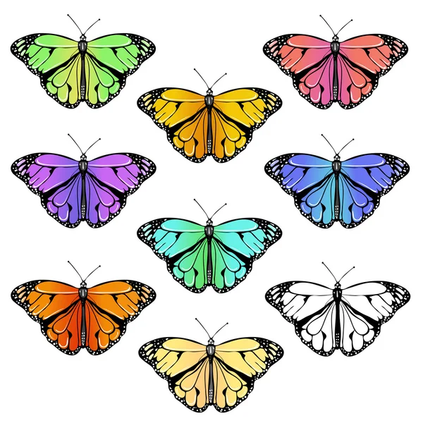 Reihe von Schmetterlingen — Stockvektor