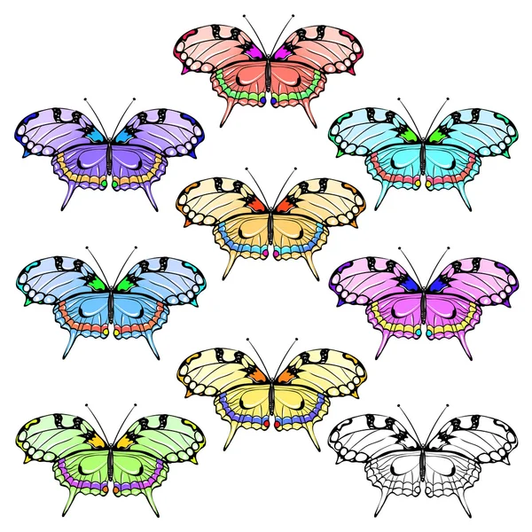 Set of  butterflies — Stock Vector