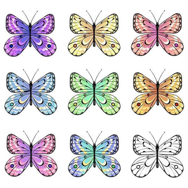 Set of  butterflies — Stock Vector