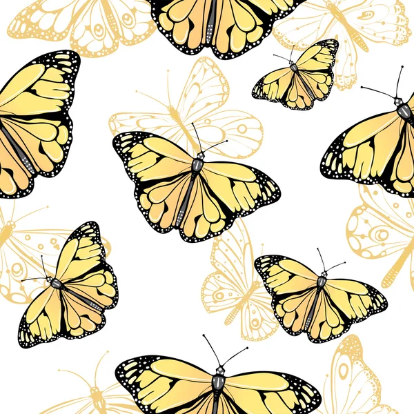 Seamless pattern of butterflies — Stock Vector