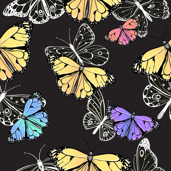 Seamless pattern of butterflies — Stock Vector