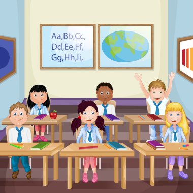 okul çocukları sınıfta ders