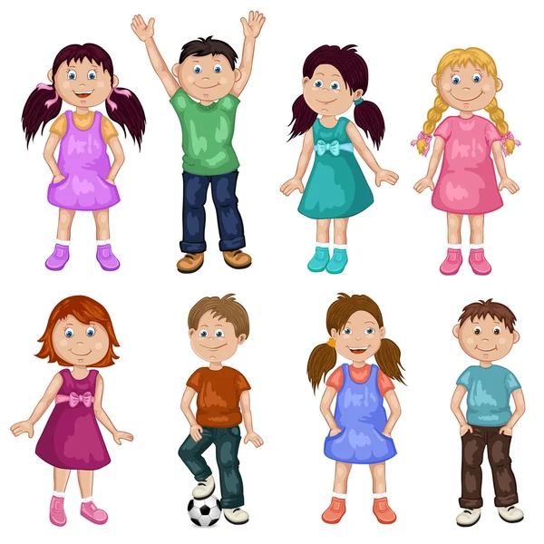 Schattige kinderen cartoon collectie — Stockvector