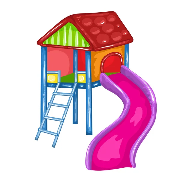 Ilustração de uma casa de brinquedo com um slide — Vetor de Stock