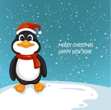 Sevimli Noel penguen çizimi