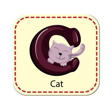 İllüstrasyon izole alfabesinin C için kedi