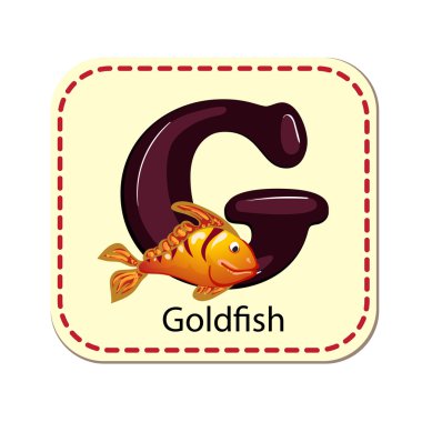 İllüstrasyon izole alfabesinin G için goldfish