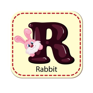 İllüstrasyon izole alfabesinin R tavşan için