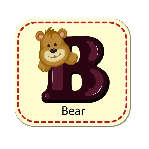 孤立的手语字母 B 熊的插图 — 图库矢量图片