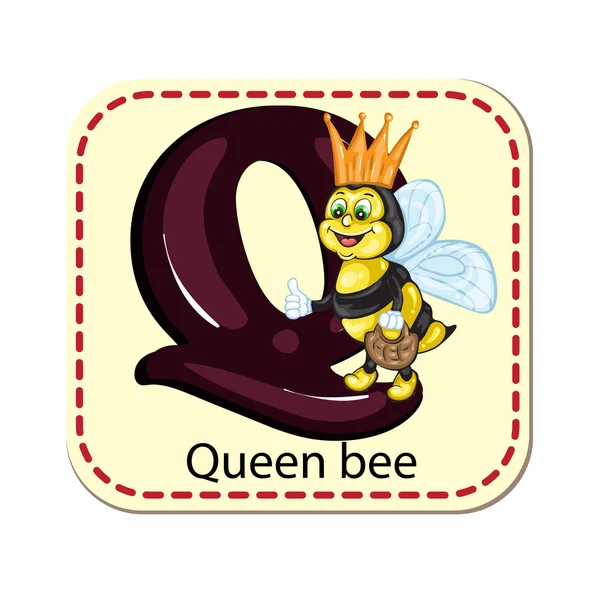 Illustration de l'alphabet isolé Q pour la reine des abeilles — Image vectorielle