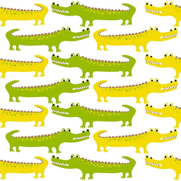 Crocodiles dessin animé motif sans couture — Image vectorielle