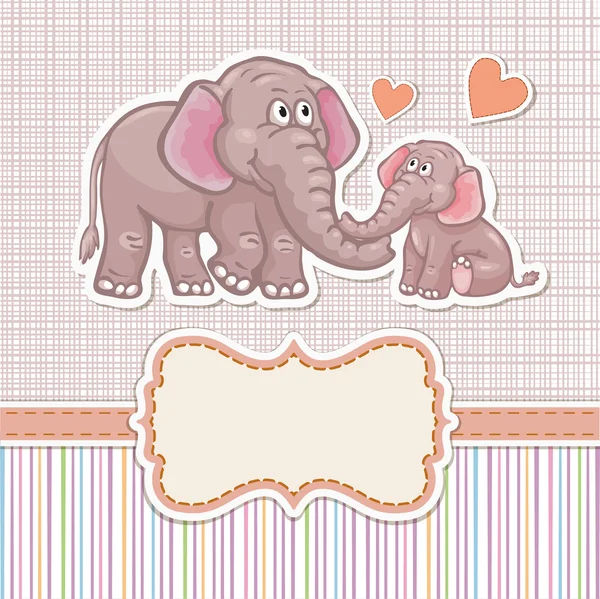 婴儿送礼会请柬与大象 — 图库矢量图片