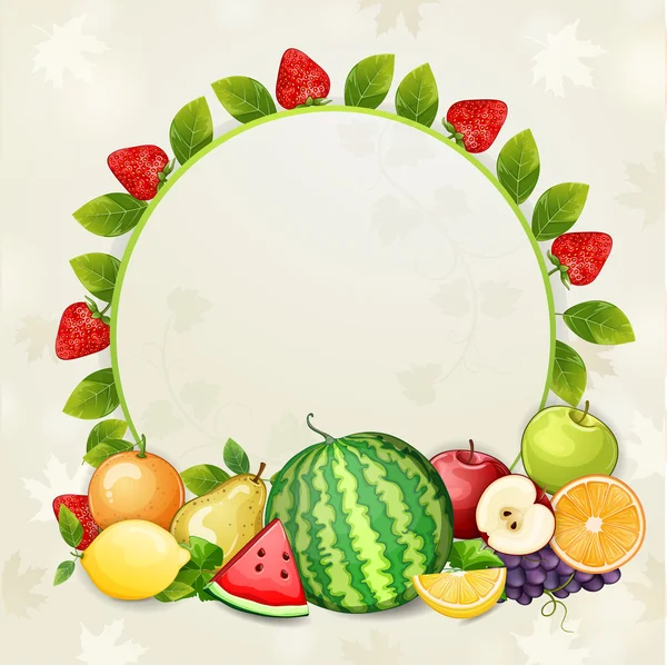 Delicious fresh fruits background. — Stock Vector