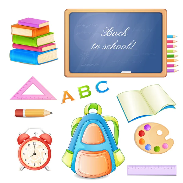 School elements isolated on white background. — Stock Vector