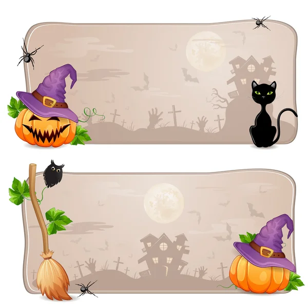 Set di due banner di Halloween — Vettoriale Stock
