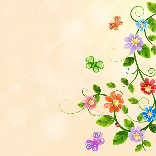 Florale Illustration mit bunten Blumen. — Stockvektor