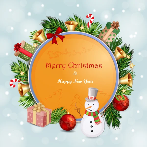 Kerstmis illustratie met kerst bells en kerstballen — Stockvector