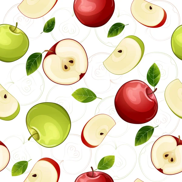 Seamless mönster med apple frukter. Royaltyfria illustrationer