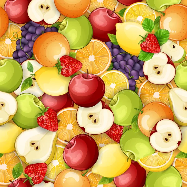Seamless mönster med färska frukter. Stockvektor