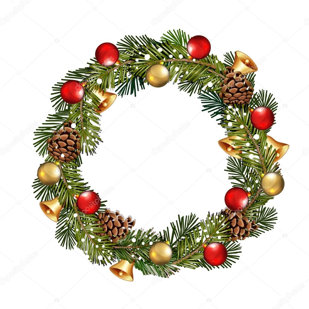 Christmas wreath isolated on white.