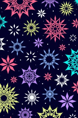 Soyut parlak renkli havai fişekler. Renkli yıldızlar ve kıvılcımlar.