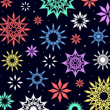 Soyut parlak renkli havai fişekler. Renkli yıldızlar ve kıvılcımlar.