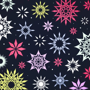 Soyut parlak renkli havai fişekler. Renkli yıldızlar ve kıvılcımlar.