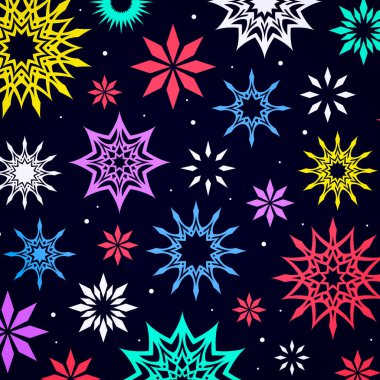 Soyut parlak renkli havai fişekler. Renkli yıldızlar ve kıvılcımlar.