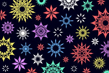 Soyut parlak renkli havai fişekler. Renkli yıldızlar ve kıvılcımlar.