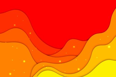 Turuncu kağıt kesimi arka plan. Dalgalı sıcak illüstrasyon.