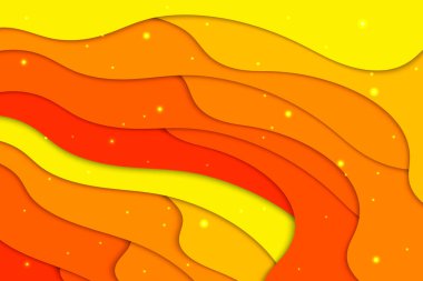Turuncu kağıt kesimi arka plan. Dalgalı sıcak illüstrasyon.