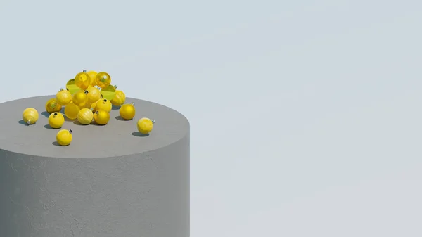 Podium with yell Christmas balls — Stock Photo, Image