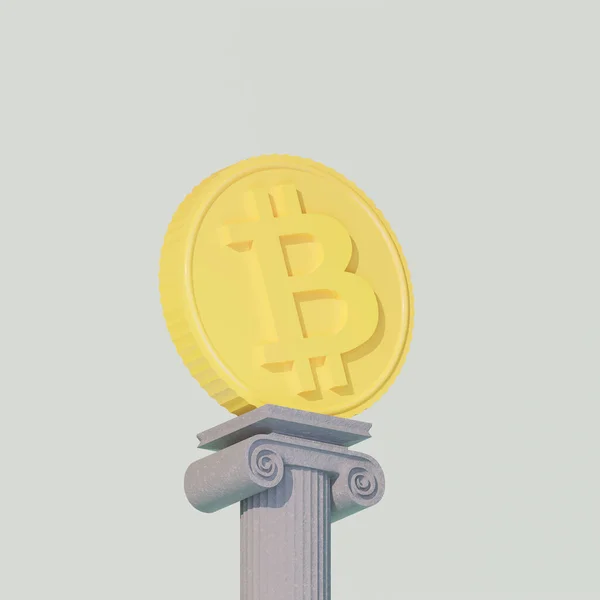 Illustrazione di tendenza 3D Bitcoin. Foto Stock Royalty Free
