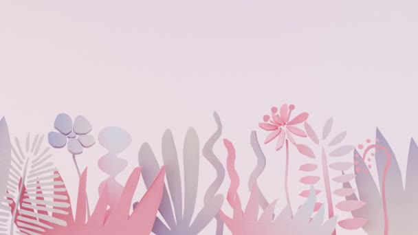 Digitala blommor på rosa bakgrund. 3D-illustration, 3D-återgivning. — Stockvideo