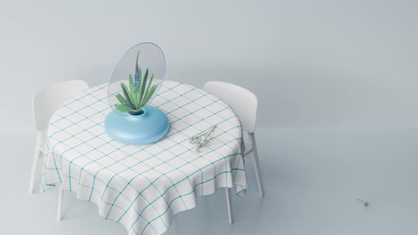 Ilustracja 3D, renderowanie 3D. Cyfrowy wazon z bukietem kwiatów. — Wideo stockowe