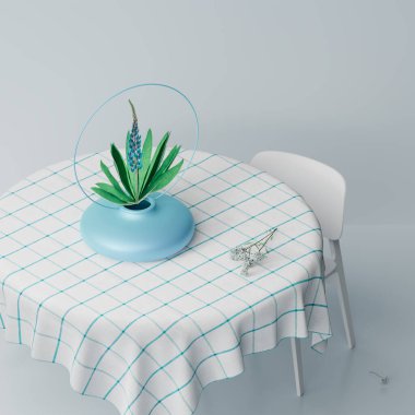 3 boyutlu çizim, 3 boyutlu çizim. Çiçek buketli dijital vazo.