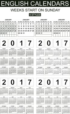 İngilizce takvimlerinde 2017. Dört stilleri