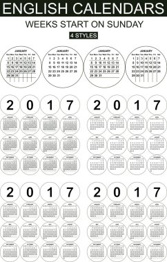 İngilizce takvimlerinde 2017. Dört stilleri