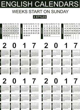 İngilizce takvimlerinde 2017. Dört stilleri