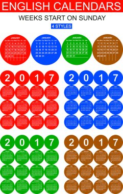 İngilizce takvimlerinde 2017. Dört stilleri